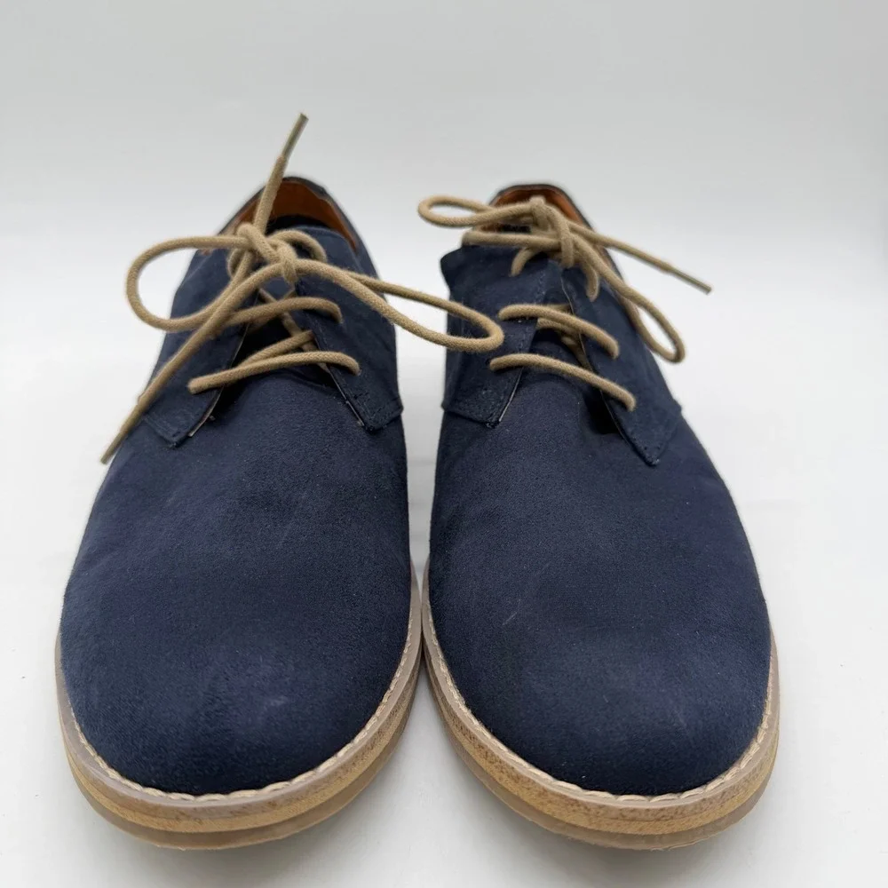 H&M Mens Navy Blue Faux Suede Derby Shoes Lace Up Casual Dress Shoes Size 43 10